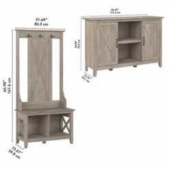 Bush Furniture Key West 66" Entryway Storage Set With Hall Tree, Shoe Bench, And 2-Door Cabinet, Washed Gray (KWS054WG) 10 Bush Furniture Key West 66" Entryway Storage Set With Hall Tree, Shoe Bench, And 2-Door Cabinet, Washed Gray (KWS054WG) -Prepa Furniture Shop 01C50B8B 0530 4A2F BBA370561EB2BA46 s7