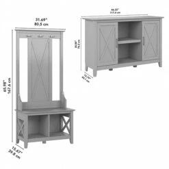 Bush Furniture Key West 66" Entryway Storage Set With Hall Tree, Shoe Bench, And 2-Door Cabinet, Cape Cod Gray (KWS054CG) -Prepa Furniture Shop 0241F4E2 EE85 4F97 B6E3ADE7F0463282 s7