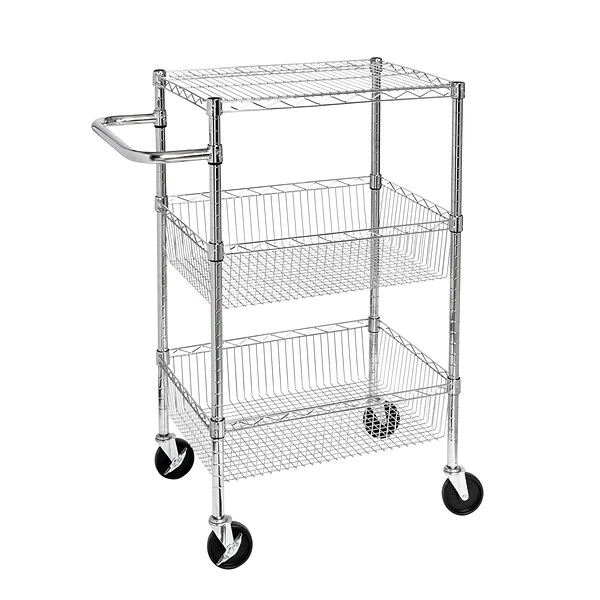 Honey-Can-Do 3 Shelf Storage Cart, 18"W, Chrome (CRT-01451) 1 Honey-Can-Do 3 Shelf Storage Cart, 18"W, Chrome (CRT-01451)