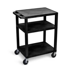 Tuffy 3-Shelf Plastic/Poly Mobile A/V Cart With Lockable Wheels, Black (WT34)