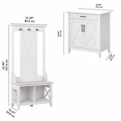 Bush Furniture Key West 66" Entryway Storage Set With Hall Tree, Shoe Bench, And Armoire Cabinet, Pure White Oak (KWS055WT) -Prepa Furniture Shop 0CBF56F2 85DF 48DF AA3E08388D03E32D s7