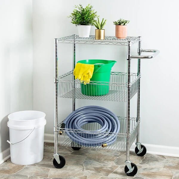 Honey-Can-Do 3 Shelf Storage Cart, 18"W, Chrome (CRT-01451) 4 Honey-Can-Do 3 Shelf Storage Cart, 18"W, Chrome (CRT-01451) - Image 4
