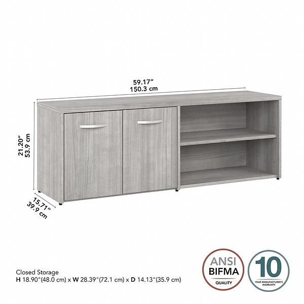 Bush Business Furniture Studio A 21" Low Storage Cabinet With 4 Shelves And Doors, Platinum Gray (SDS160PG-Z) 3 Bush Business Furniture Studio A 21" Low Storage Cabinet With 4 Shelves And Doors, Platinum Gray (SDS160PG-Z) - Image 3