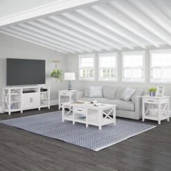 Bush Furniture Key West Manufactured Wood Console TV Stand, Screens Up To 65", Pure White Oak (KWV160WT-03) -Prepa Furniture Shop 1B635364 48A0 4C79 932BA52F972A9817 s7