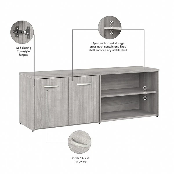 Bush Business Furniture Studio A 21" Low Storage Cabinet With 4 Shelves And Doors, Platinum Gray (SDS160PG-Z) 2 Bush Business Furniture Studio A 21" Low Storage Cabinet With 4 Shelves And Doors, Platinum Gray (SDS160PG-Z) - Image 2