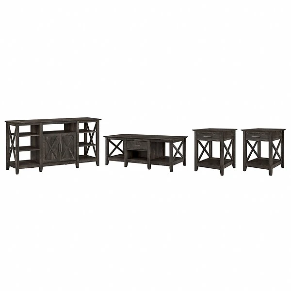 Bush Furniture Key West Tall TV Stand With Coffee Table And 2 End Tables, Dark Gray Hickory, Screens Up To 65" (KWS025GH) 1 Bush Furniture Key West Tall TV Stand With Coffee Table And 2 End Tables, Dark Gray Hickory, Screens Up To 65" (KWS025GH)