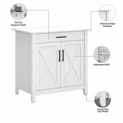 Bush Furniture Key West 66" Entryway Storage Set With Hall Tree, Shoe Bench, And Armoire Cabinet, Pure White Oak (KWS055WT) -Prepa Furniture Shop 2C7A1F8E 6EA3 4857 A050FE833B677E3F s7