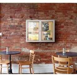 Ghent 4' H X 5' W Enclosed Natural Cork Bulletin Board With Satin Frame, 2 Door (PA24860K) -Prepa Furniture Shop 30CE2E39 7211 4209 AA9FDC1A2A30B764 s7