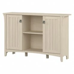 Bush Furniture Salinas Storage Cabinet With Doors, Antique White (SAS147AW-03)