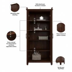 Bush Furniture Key West 66" Entryway Storage Set With Hall Tree, Shoe Bench, And Tall Cabinet, Bing Cherry (KWS057BC) 9 Bush Furniture Key West 66" Entryway Storage Set With Hall Tree, Shoe Bench, And Tall Cabinet, Bing Cherry (KWS057BC) -Prepa Furniture Shop 3A39B778 3602 46FD 927965875D553981 s7