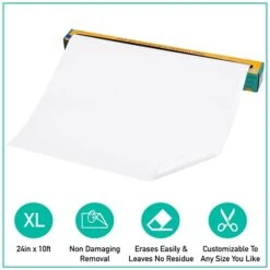 Mind Reader Adhesive Whiteboard Paper, Write On Removable Wall Decal With 2 Dry Erase Markers, 24 In X 10 Ft (DWBER-WHT) -Prepa Furniture Shop 44A11DD8 870F 4EF1 816828B83A20DFA7 s7