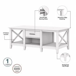 Bush Furniture Key West Manufactured Wood Console TV Stand, Screens Up To 65", Pure White Oak (KWS025WT) -Prepa Furniture Shop 46358672 3FAC 420D 8AB11FEA24F56EDC s7