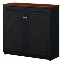 Bush Furniture Fairview Small Storage Cabinet With Doors, Antique Black/Hansen Cherry (WC53996-03)