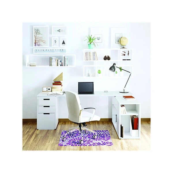 Deflect-O FashionMat Purple Rain Hard Floor Chair Mat, 35" X 40", Low-Pile, Purple/White Vinyl (CM3540PR) 2 Deflect-O FashionMat Purple Rain Hard Floor Chair Mat, 35" X 40", Low-Pile, Purple/White Vinyl (CM3540PR) - Image 2
