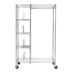 Honey-Can-Do Rolling Closet With Garment Bar And Shelves, 18"W, Chrome (SHF-01567) -Prepa Furniture Shop 5DDB7E39 4876 40A5 A6A3DCB575FCF8C5 s7