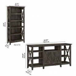 Bush Furniture Key West Tall TV Stand With Set Of 2 Bookcases, Dark Gray Hickory, Screens Up To 65" (KWS027GH) -Prepa Furniture Shop 5E4BDA92 9C1A 490D BBE6352701A48F59 s7