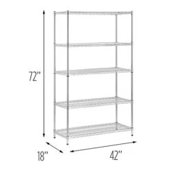 Honey-Can-Do 5-Tier Heavy-Duty Adjustable Shelving Unit With 800-lb Shelf Capacity, 18"W, Chrome (SHF-01441) -Prepa Furniture Shop 6718105B 5180 4C99 AA465778D22A2809 s7