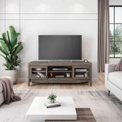 Techni Mobili Console TV Stand, Screens Up To 65", Gray (RTA-8855-GRY)