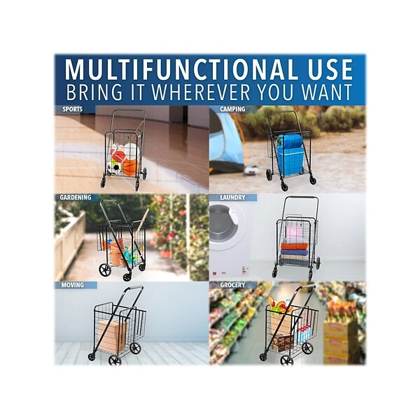 Mount-It! Rolling Utility Shopping Cart With Double Basket, 66 Lbs., Black (MI-907) 5 Mount-It! Rolling Utility Shopping Cart With Double Basket, 66 Lbs., Black (MI-907) - Image 5