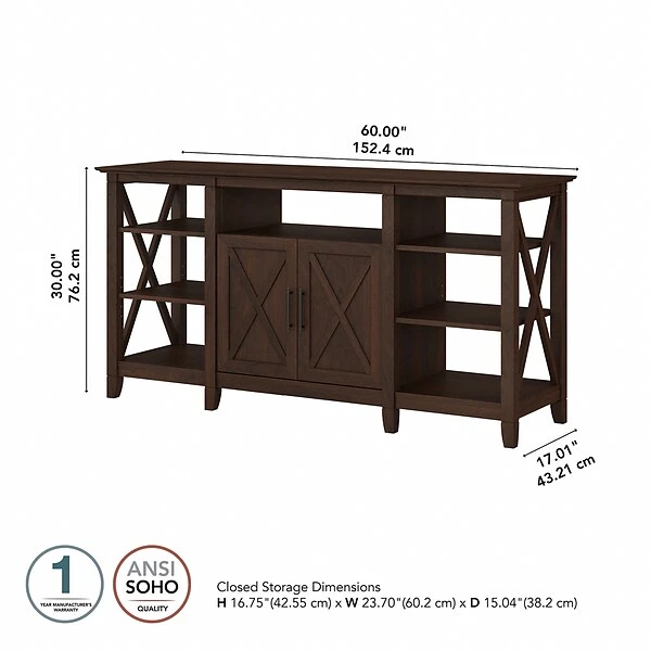 Bush Furniture Key West Manufactured Wood Console TV Stand, Screens Up To 65", Bing Cherry (KWV160BC-03) 3 Bush Furniture Key West Manufactured Wood Console TV Stand, Screens Up To 65", Bing Cherry (KWV160BC-03) - Image 3