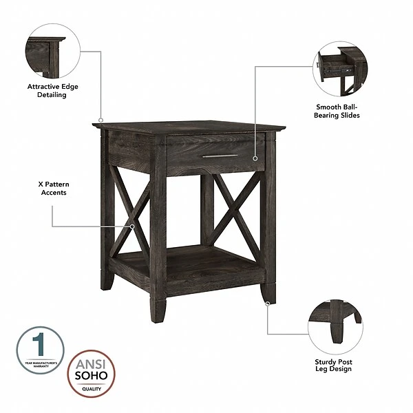 Bush Furniture Key West Tall TV Stand With Coffee Table And 2 End Tables, Dark Gray Hickory, Screens Up To 65" (KWS025GH) 5 Bush Furniture Key West Tall TV Stand With Coffee Table And 2 End Tables, Dark Gray Hickory, Screens Up To 65" (KWS025GH) - Image 5