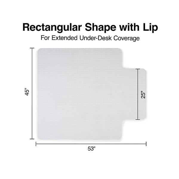 Quill Brand® Chairmat, For Flat-Pile Carpets, Standard Lip, 45" X 53" 4 Quill Brand® Chairmat, For Flat-Pile Carpets, Standard Lip, 45" X 53" - Image 4
