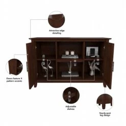Bush Furniture Key West 66" Entryway Storage Set With Hall Tree, Shoe Bench, And 2-Door Cabinet, Bing Cherry (KWS054BC) -Prepa Furniture Shop A0CB31F5 C94F 45A7 A930D3310617057A s7
