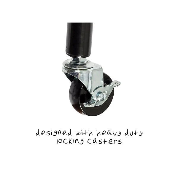 Honey-Can-Do Kitchen 2-Shelf Metal Mobile Kitchen Cart With Lockable Wheels, Matte Black/Brown (CRT-08456) 6 Honey-Can-Do Kitchen 2-Shelf Metal Mobile Kitchen Cart With Lockable Wheels, Matte Black/Brown (CRT-08456) - Image 6