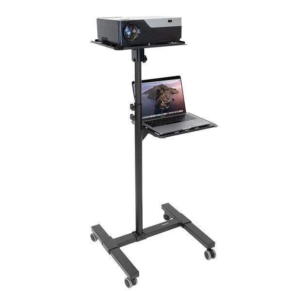 Mount-It! Mobile Projector Stand With Laptop Tray, Black (MI-7943) 1 Mount-It! Mobile Projector Stand With Laptop Tray, Black (MI-7943)
