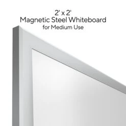 TRU RED™ Magnetic Steel Dry Erase Board, Satin Frame, 2' X 2' (TR61179)