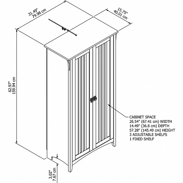 Bush Furniture Salinas 63" Storage Cabinet With 5 Shelves, Cape Cod Gray (SAS332CG-03) 3 Bush Furniture Salinas 63" Storage Cabinet With 5 Shelves, Cape Cod Gray (SAS332CG-03) - Image 3