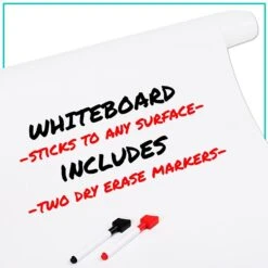 Mind Reader Adhesive Whiteboard Paper, Write On Removable Wall Decal With 2 Dry Erase Markers, 24 In X 10 Ft (DWBER-WHT) -Prepa Furniture Shop CAECBAF7 2E40 401B 89857E753019CD19 s7