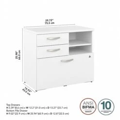 Bush Business Furniture Studio A 26" Office Storage Cabinet With 2 Shelves And Drawers, White (SDF130WHSU-Z) -Prepa Furniture Shop CD83CB7F 376B 4FA5 A7346E0A10AF8EF6 s7