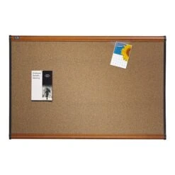 Quartet Prestige Cork Bulletin Board, Cherry Frame, 4' X 3' (B244LC)