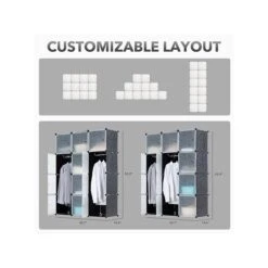 Mount-It! 55.9" X 42.1" Portable Closet Rack, Gray/Black, Plastic (WI-4030) -Prepa Furniture Shop DB4F588A EFB2 42B1 9DD05A55312A07E7 s7