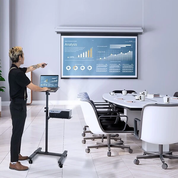 Mount-It! Mobile Projector Stand With Laptop Tray, Black (MI-7943) 2 Mount-It! Mobile Projector Stand With Laptop Tray, Black (MI-7943) - Image 2