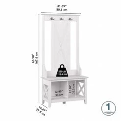 Bush Furniture Key West 66" Hall Tree With Shoe Storage Bench, Pure White Oak (KWS166WT-03) -Prepa Furniture Shop E9ACBFC1 0856 404E B2C8F3553F953AE0 s7