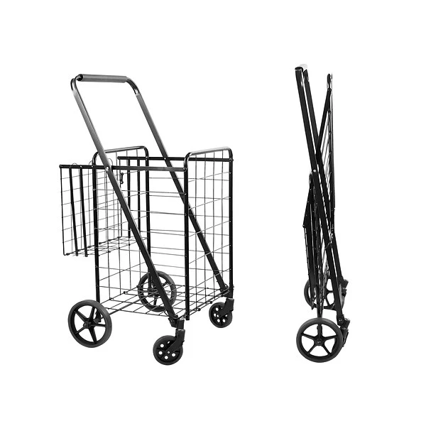 Mount-It! Rolling Utility Shopping Cart With Double Basket, 66 Lbs., Black (MI-907) 1 Mount-It! Rolling Utility Shopping Cart With Double Basket, 66 Lbs., Black (MI-907)