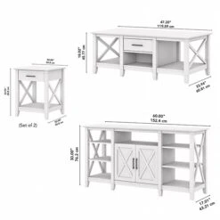 Bush Furniture Key West Manufactured Wood Console TV Stand, Screens Up To 65", Pure White Oak (KWS025WT) -Prepa Furniture Shop EEC807ED 1BDE 45FE 90B30C291D26763B s7