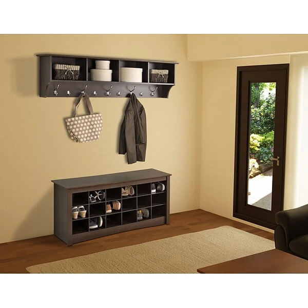 Prepac™ Wide Hanging Entryway Shelf, 60" X 11.5", Espresso 1 Prepac™ Wide Hanging Entryway Shelf, 60" X 11.5", Espresso