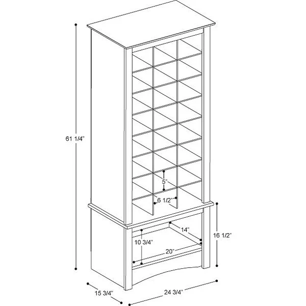 Prepac™ 61.25" Tall Shoe Cubbie Cabinet, Espresso 2 Prepac™ 61.25" Tall Shoe Cubbie Cabinet, Espresso - Image 2