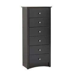 Prepac™ 53.25" Sonoma Tall 6 Drawer Chest, Black -Prepa Furniture Shop m000070455 s7