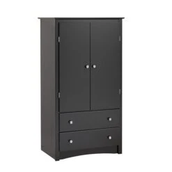 Prepac™ Sonoma Composite Wood 2 Drawer Armoire, Black -Prepa Furniture Shop m000070458 s7