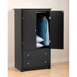 Prepac™ Sonoma Composite Wood 2 Drawer Armoire, Black -Prepa Furniture Shop m000070459 s7