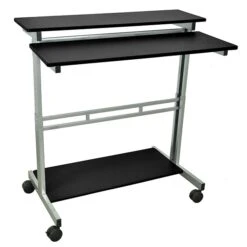 Luxor 6-Shelf Metal Mobile Presentation Cart With Lockable Wheels, Black (STANDUP-40-B)
