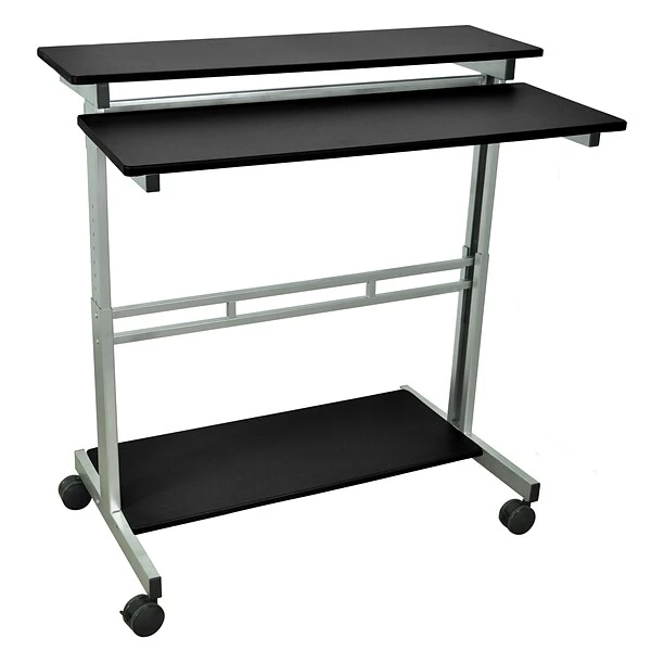 Luxor 6-Shelf Metal Mobile Presentation Cart With Lockable Wheels, Black (STANDUP-40-B) 1 Luxor 6-Shelf Metal Mobile Presentation Cart With Lockable Wheels, Black (STANDUP-40-B)