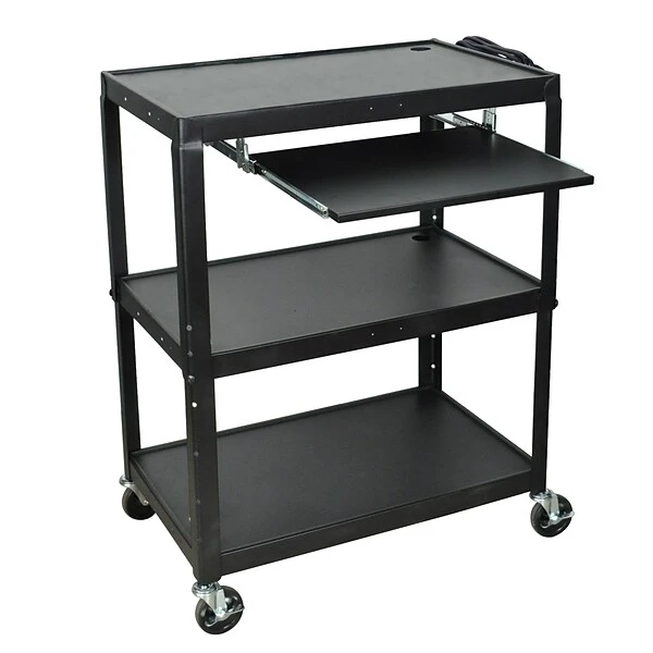 Luxor 3-Shelf Metal Mobile A/V Cart With Lockable Wheels, Black (AVJ42XLKB) 1 Luxor 3-Shelf Metal Mobile A/V Cart With Lockable Wheels, Black (AVJ42XLKB)