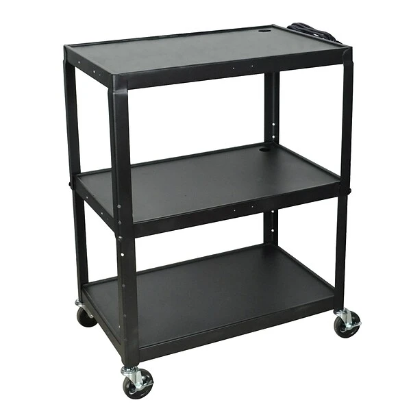 Luxor 3-Shelf Metal Mobile A/V Cart With Lockable Wheels, Black (AVJ42XL) 1 Luxor 3-Shelf Metal Mobile A/V Cart With Lockable Wheels, Black (AVJ42XL)