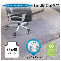 ES Robbins® EverLife™ Chair Mats For High To Extra-High Pile Carpet, 36" X 48", Carpets, Clear (124054)