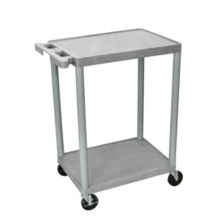 Luxor® HE 2 Shelves Utility Cart, Gray